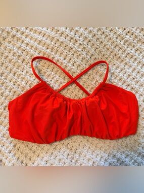 CALIA Red Bandeau Bikini Top with Cross Back Straps M